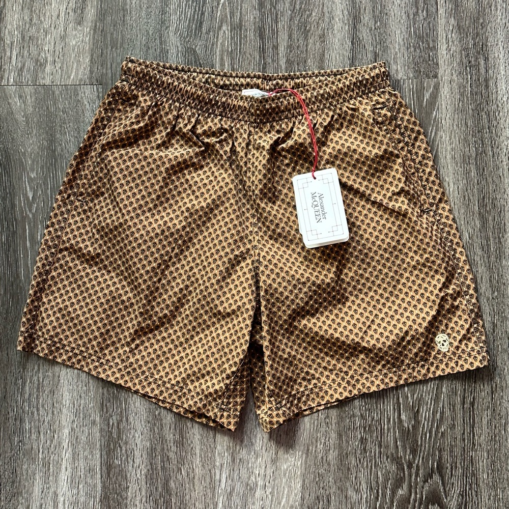 Alexander McQueen Iconic Skulls Pattern Swim Trunks Pool Sexy Beach Shorts NWT